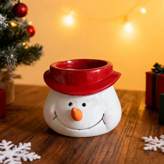 Christmas Snowman Planter Pot Santa Claus Head Resin Succulents Herb Plants Flower Pot Home Balcony Garden Decoration