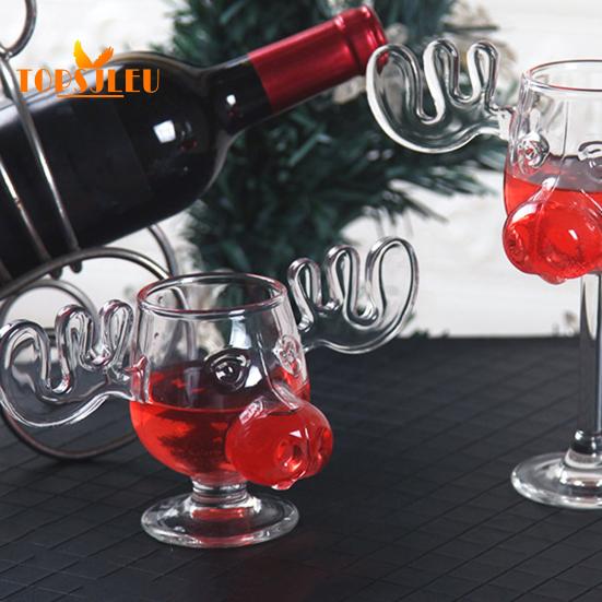 235ML kreatywny kieliszek do wina z reniferem, uroczy design w kształcie jelenia, dekoracja stołu w jadalni, kubek do picia wielokrotnego użytku