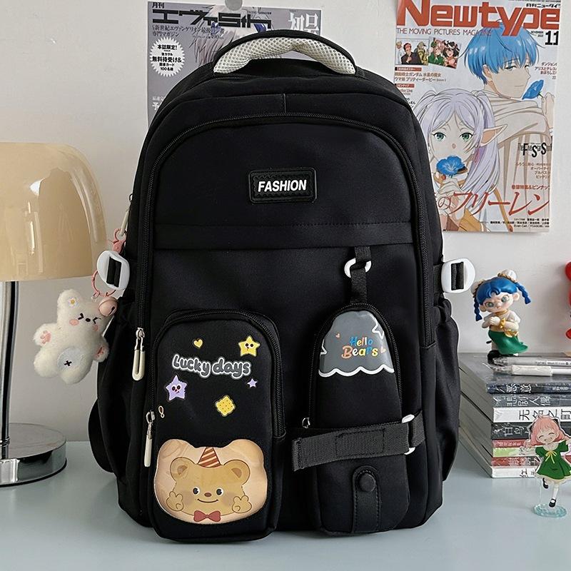 

New simple women s schoolbag, casual, light and fashionable, high school students senior sense, cute and high-value men s and women s backpacks single bag чорний