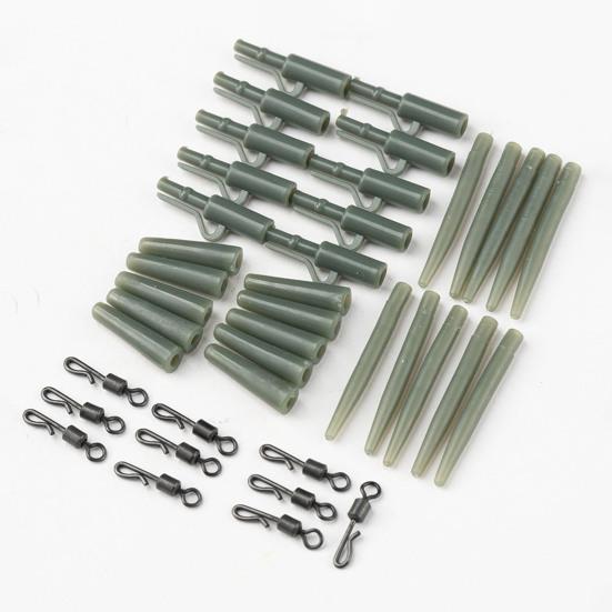 40Pcs/Set Carp Fishing Accessories Set with Storage Box Portable Metal Swivels Soft Tubes Sleeves Carp Fishing Gear Equipment Kit