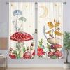 2Pcs Dreamy Mushroom Curtains Moon Stars Floral Pattern Living Room Bedroom Window Decor Curtains Fairy Forest Style Curtains