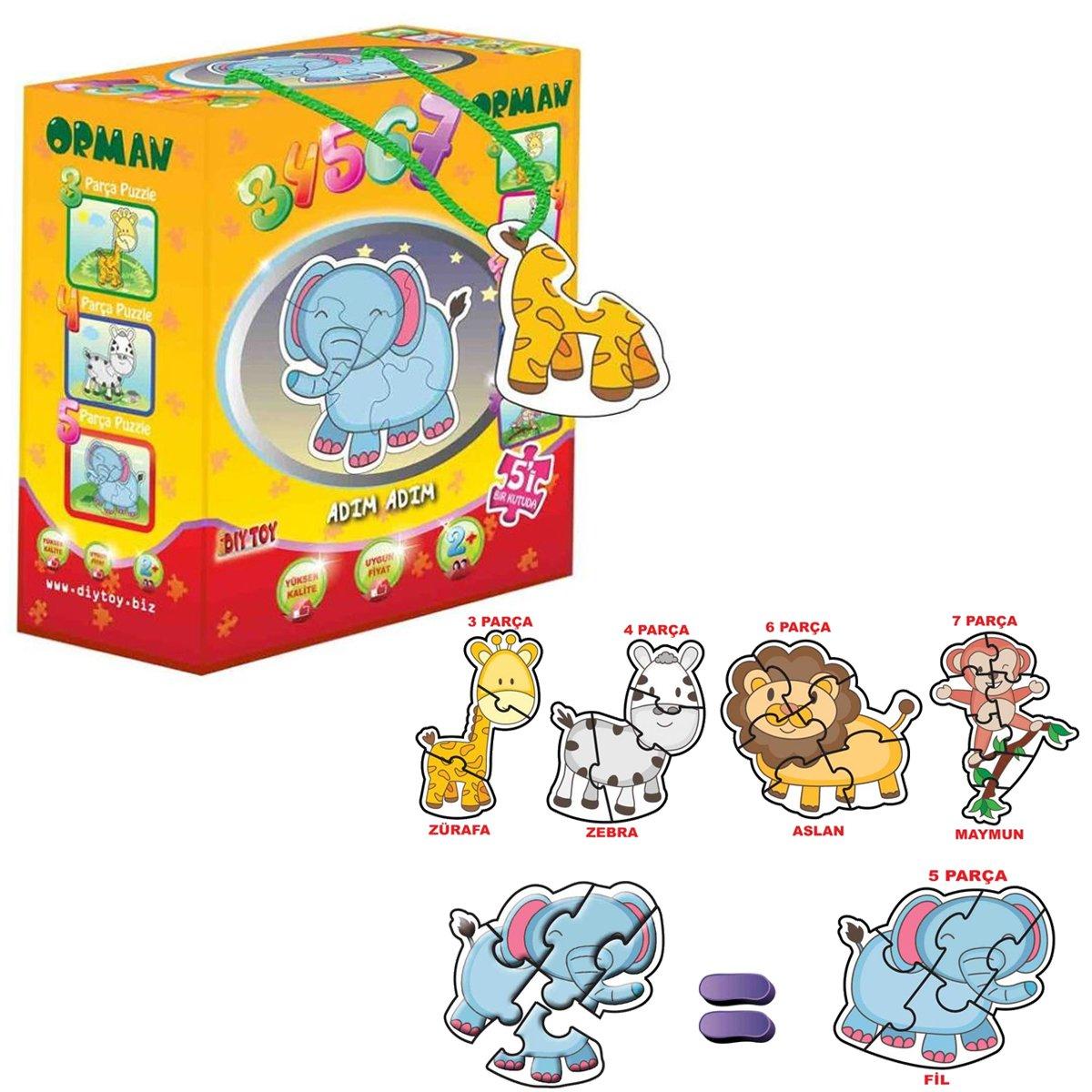 

8766 DiyToy Супер красочная головоломка 5 в 1 в коробке - Лес / Пазл 3+4+5+6+7