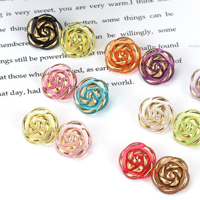 30 Pezzi Bottoni Fiore Rosa Acrilico Bottoni Camicie Maglioni Accessori Cucito Artigianato Fai da Te