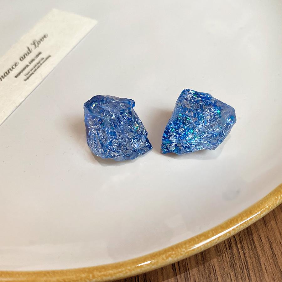 Fresh vacation style blue geometric flower fringed earrings stud earrings exquisite personalized earrings