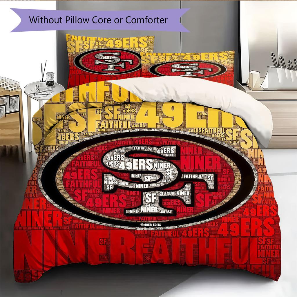 Biancheria da letto con motivo logo 49ers Decorazione per la casa Regalo di compleanno ( 1 copripiumino + 2 federe, senza imbottitura),merchandising per fan.