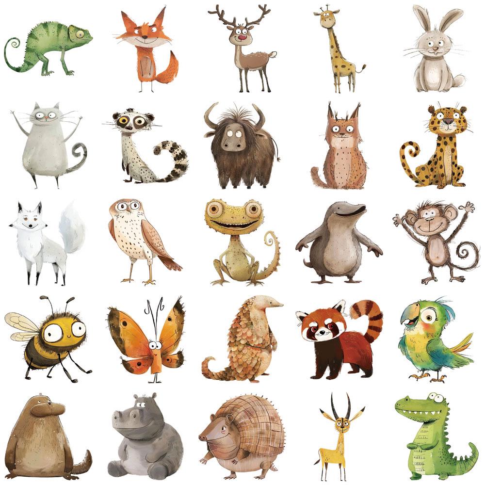 50-Pack Naughty Cartoon Animal Stickers for DIY Phone Case Decoration