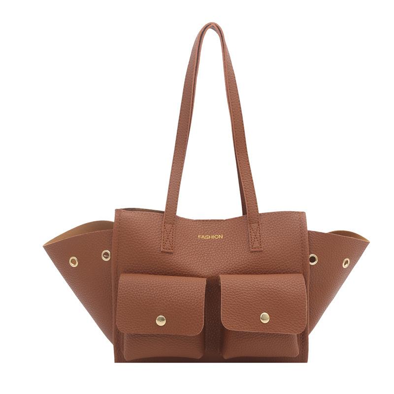 Сегодняшние популярные сумки женские новые летние универсальные простые сумки-мессенджеры портативные сумки-тоуты коричневый