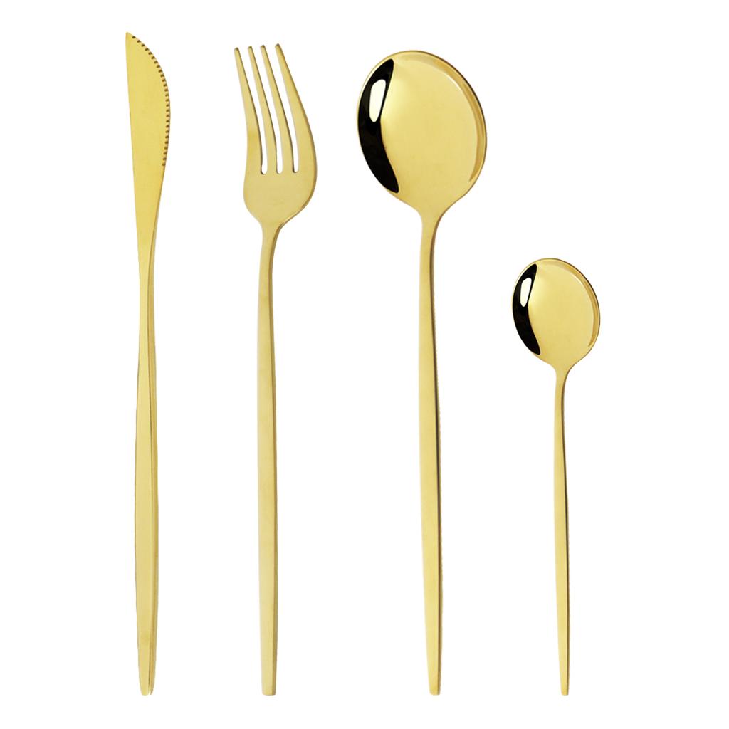 Gold Western Geschirr Geschirr Dessert Messer Gabel Kaffee Löffel Teelöffel Stahl Besteck Set Edelstahl Hause Abendessen Set