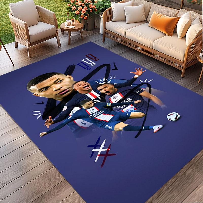 Kylian Mbappe Print Rug, Washable Floor Carpet, For Entryway Dorm Laundry Room Office Study, Home Decor Birthday Christmas Gift