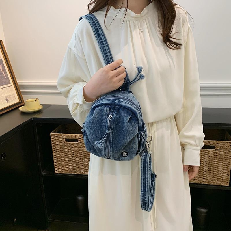 Denim Backpack Lightweight Casual Women Outdoor Sports Mini Backpack