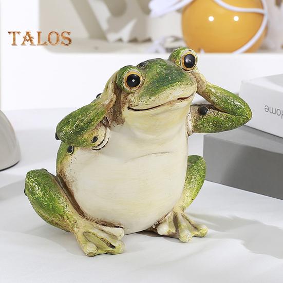 Garden Green Frog Figurine No Speak No Hear No See Frog Statue Resin Animal Sculpture Indoor Outdoor Yard Lawn Decoration Ornament