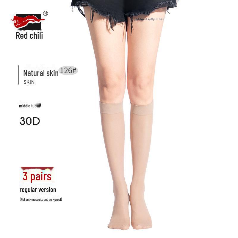 Red Pepper Fashion Mid-Tube Velvet Stockings: Breathable, Thin, Sexy Calf Socks for Women