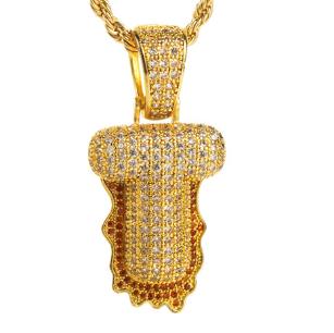 Fashion Women Zircon Bubble Letter Custom Name Necklace Brass Jewelry 14k Gold Plated Bubble Letter Pendent Charms
