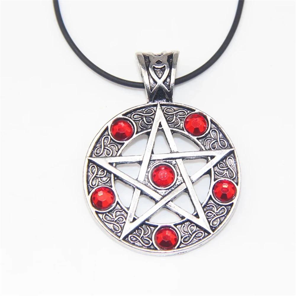 ZRM Vintage Supernatural Lucifer Satan Witch Protect Star Amulet Pentagram Pendant Necklace for Men Women