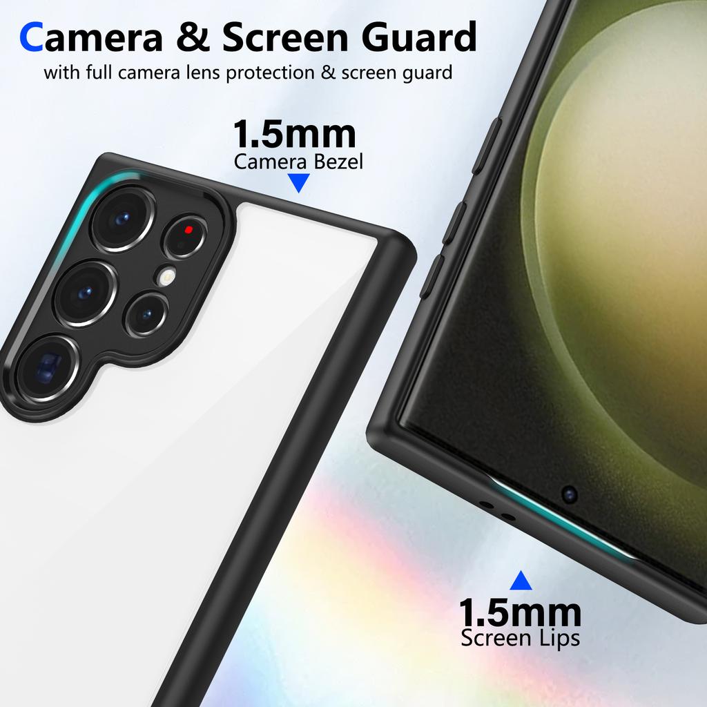 For Samsung Galaxy S24 Ultra Case Matte Skin Touch Clear PC + TPU Shockproof Phone Back Cover