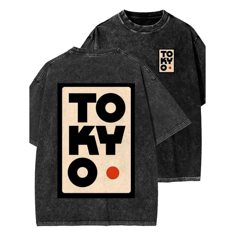 

Double-sided Washed Cotton, Tokyo Dream Tour Printed T-shirt, Batik Cotton Retro T-shirt, Daily Wear Explosion, Holiday Gifts, Perfect Gifts S чёрный