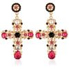 Nuovo Arrivo Orecchini Pendenti Croce Nero Rosa Cristallo Vintage per Donne Barocco Boemo Grandi Lunghi Orecchini Gioielli Brincos 2026