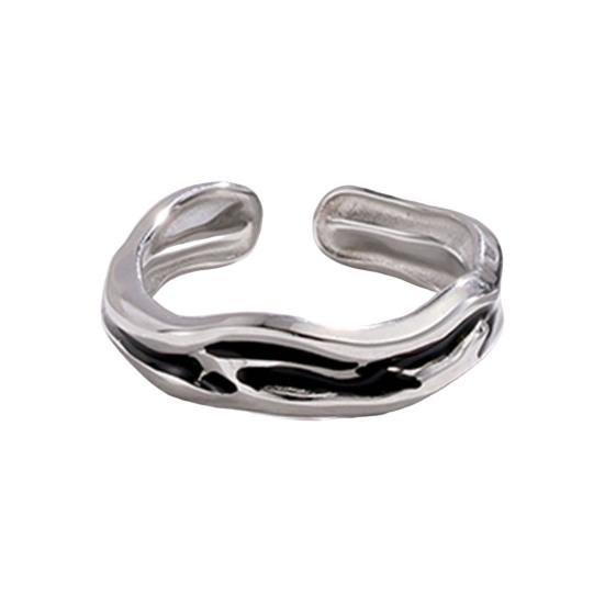

Couple Ring Thin Adjustable Open Band Stainless Steel Texture Minimalist Geometric Design Finger Ring Jewelry Gift Women