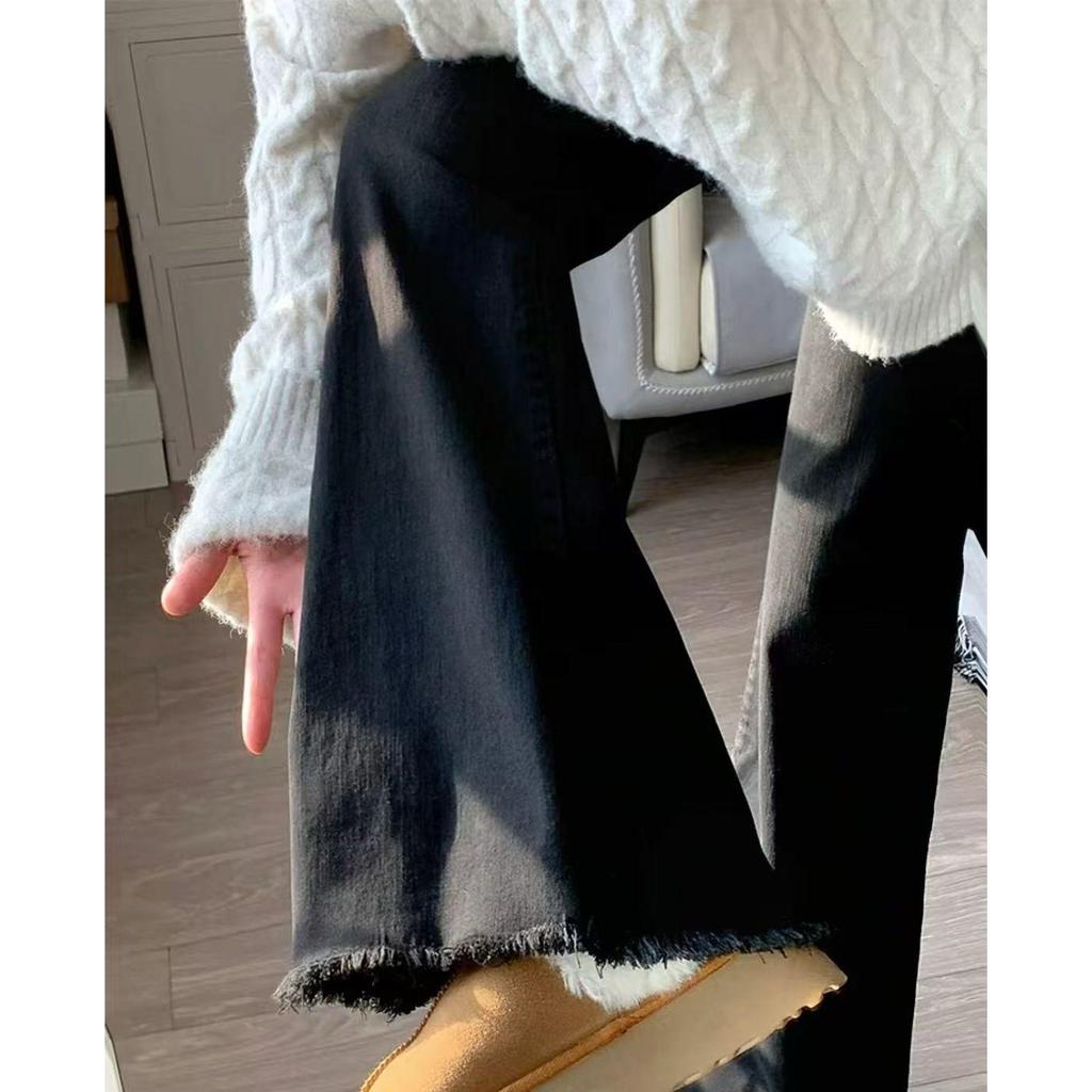 Women's Black High-Waisted Micro-Flare Stretch Jeans 2026 - Spring Slimming Floor-Length Bell Bottoms