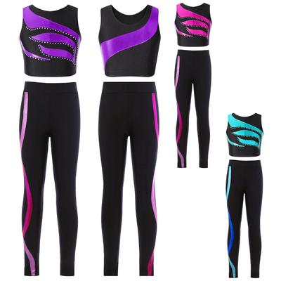 Kinderen meisjes danskleding kleding mouwloze tops en elastische taille broek sets gym workout fitness kostuum