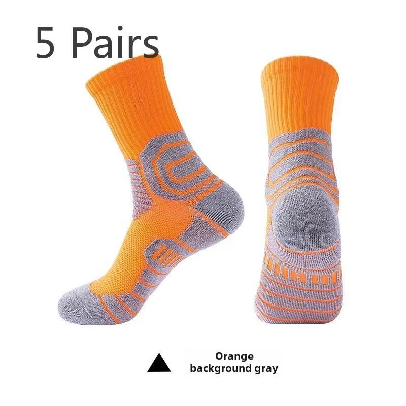 5 Pairs of Boys Basketball Professional Sports Outdoor Gaobon Towel Bottom Hiking Socks