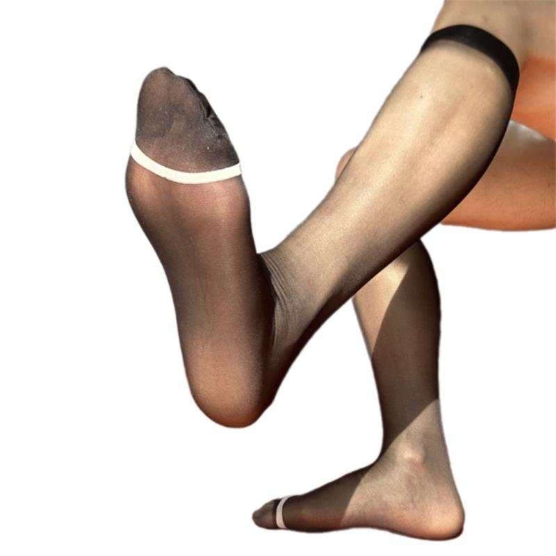 Fashiona Men s Business Over the Calf Socks for Professional Outfit Thin Nylon Knee Length Socks Formal Dress Stockings