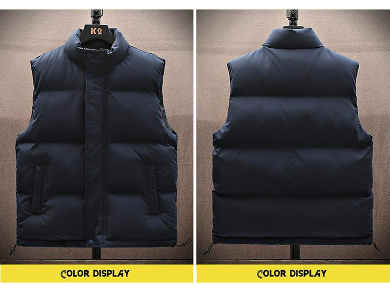 Men's Thickened Down Cotton Vest, Plus Size, Warm Gilet Jacket for Autumn/Winter 2025.