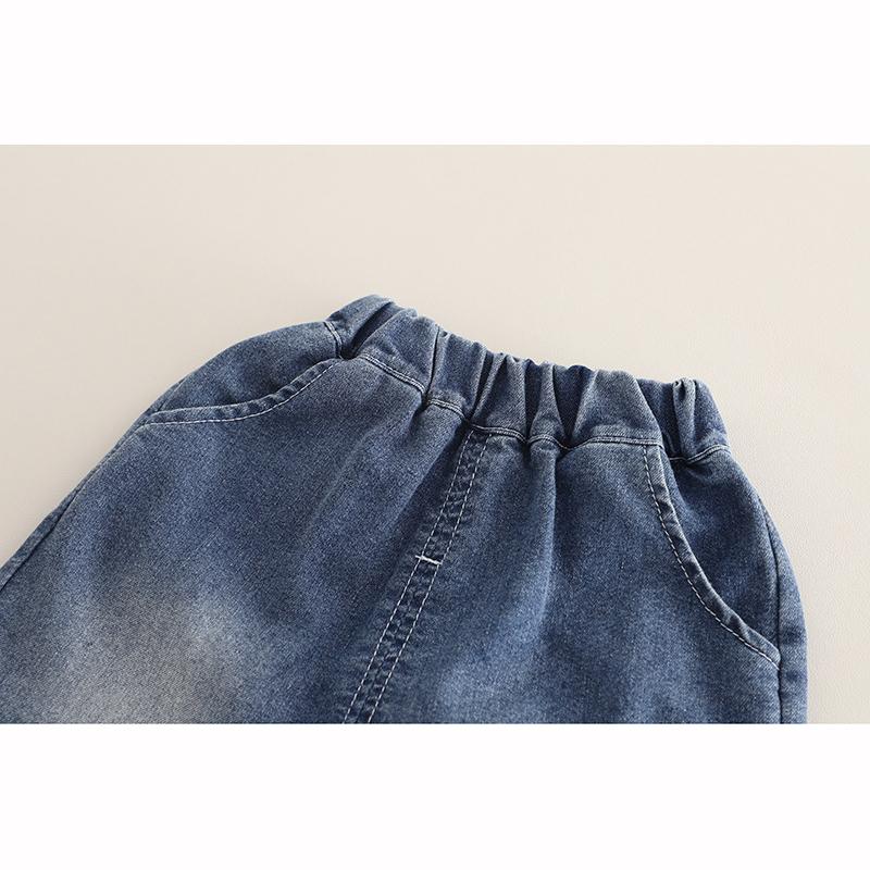 Summer Outfit Handsome Boys Short Sleeved Set Children's Denim Vest Casual T Shirt Set