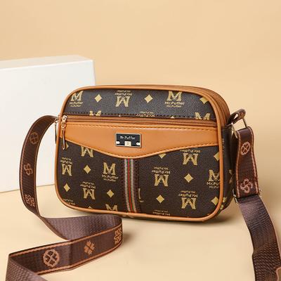 Women's Square Bag Crossbody Bag Multi Compartment Fashionable Letter Print Shoulder Bag Classic