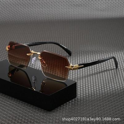 Rimless Unisex Fashionable Face-Slimming Edge Square Sunglasses