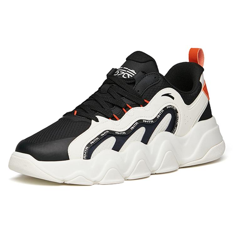 Anta Back Rise Comfortable Slip Resistant Slip Resistant Low Top Running Shoes Men's Black White 112148068-3