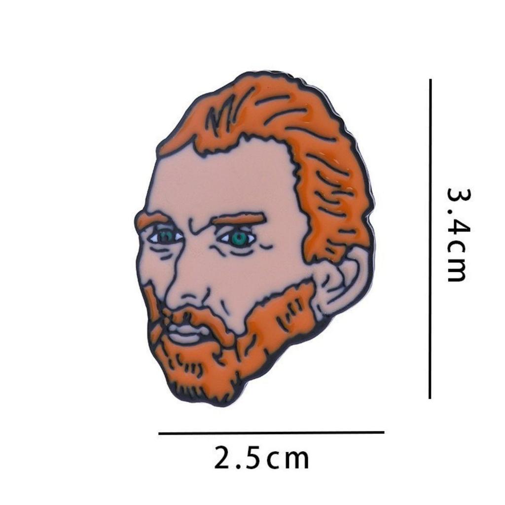 Van Gogh Head Drip Oil Alloy Brooch - European/American Style Badge for Clothing Accessories