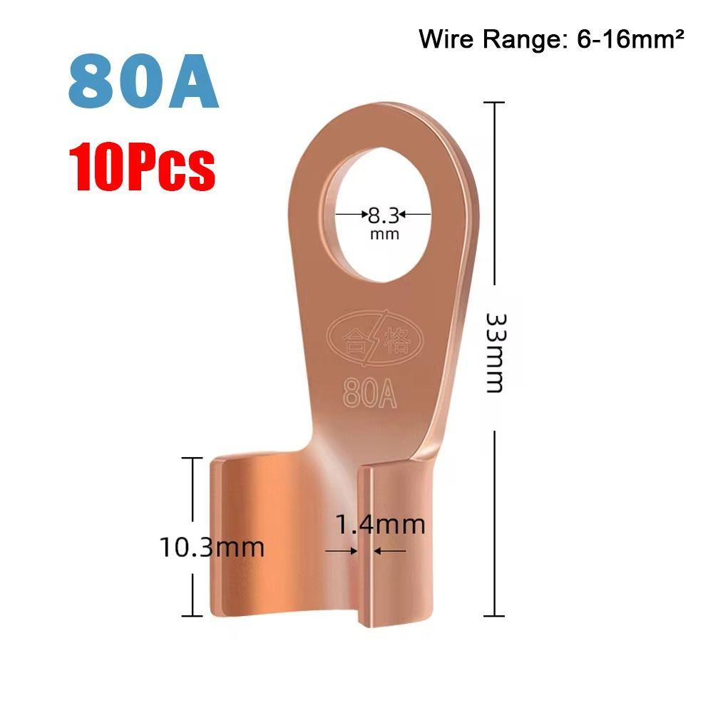 5/10Pcs OT Type Wire Nose Terminal Crimp Non-Insulated 1.5-16mm2 Cable Connector Kit OT 10A-400A Bolt Hole Tinned Copper Lugs