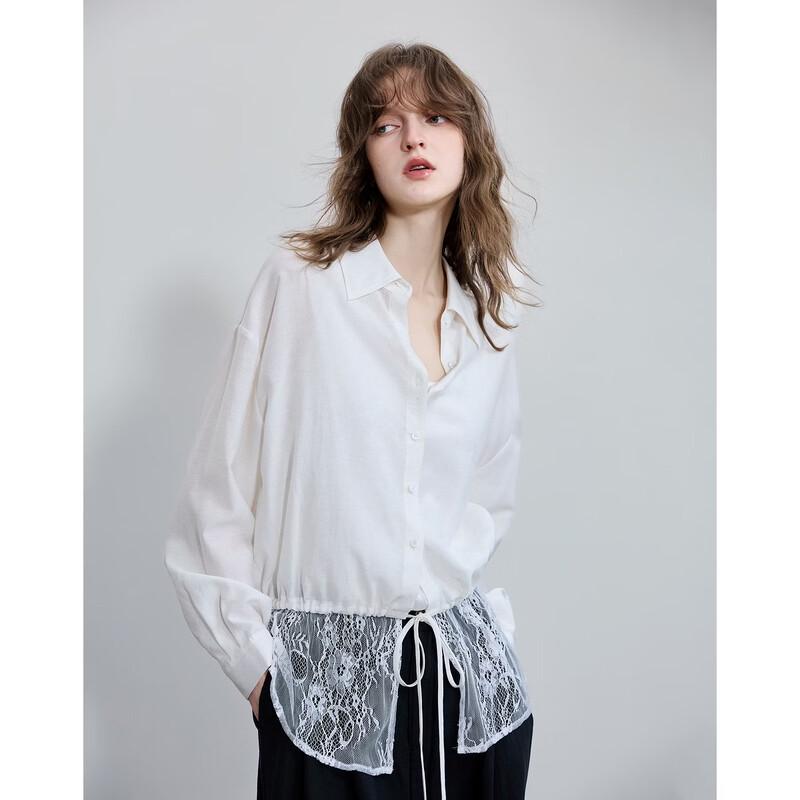 Demana Women s Linen Blend Drawstring Shirt L грязно-белый