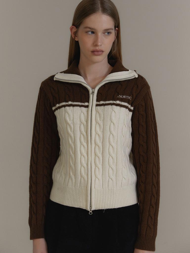 Anoetic Anc Two-Way Coloring Zip-Up_Brown
