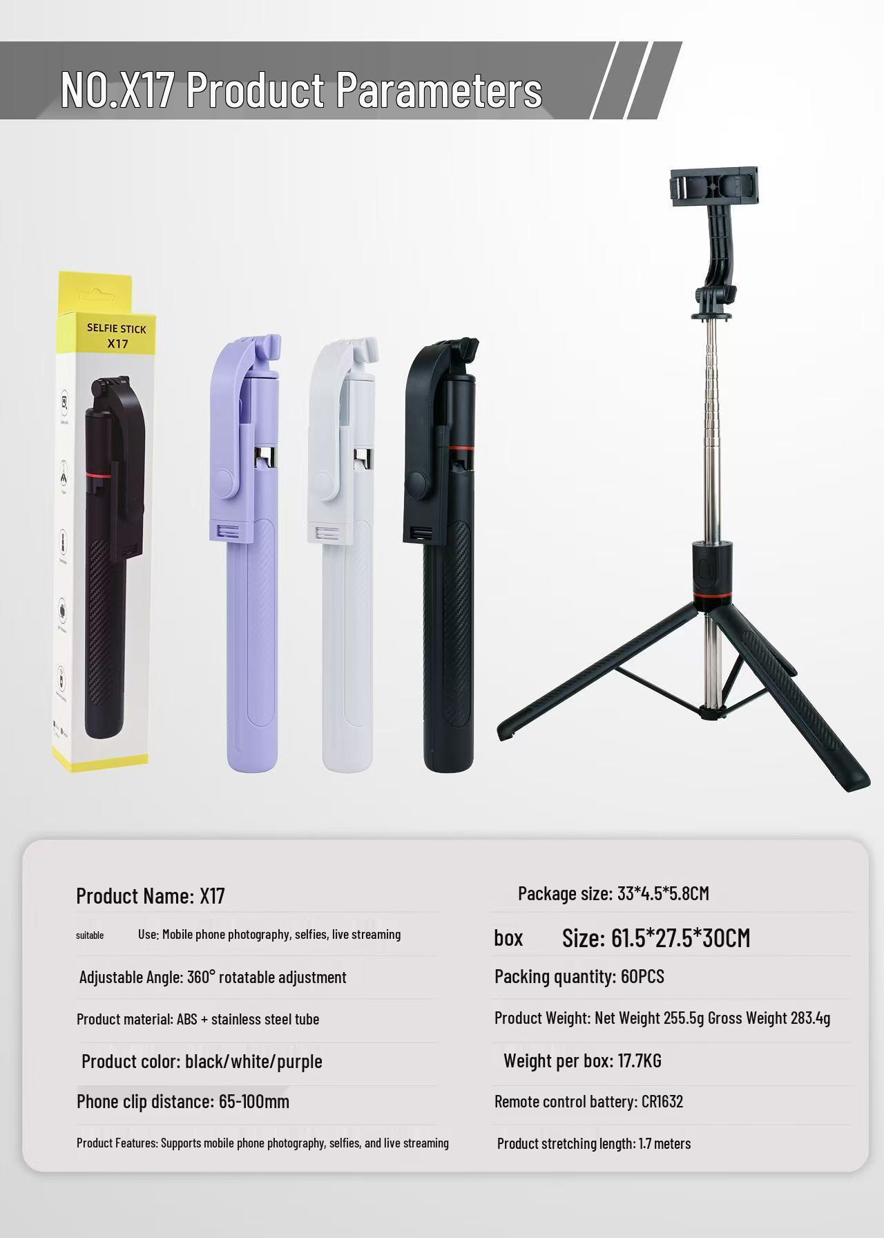 

X20 Mobile Phone Selfie Stick Tripod with Bluetooth Remote & Fill Light for Outdoor Broadcasting