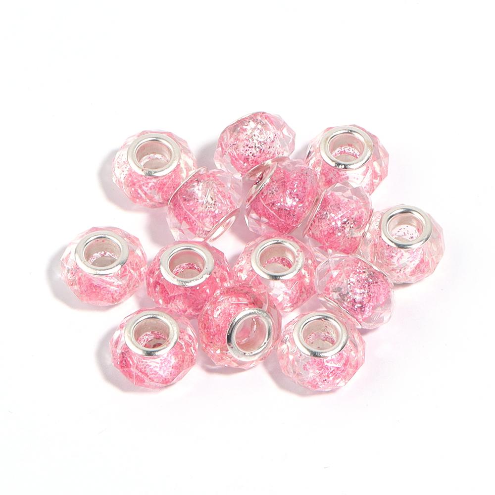 10Pcs/lot Transparent Color Faceted Resin Beads Large Hole Loose Beads for Jewelry Making DIY Bracelet Decoration Charm Supplies