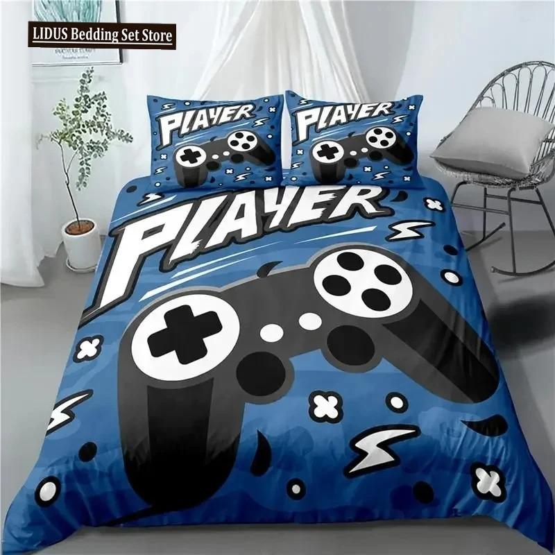 Gaming Duvet Cover Set Gamer Room Decor For Boys Teen Video Games Twin Bedding Set Microfiber Gamepad Let's Play Quilt Cover