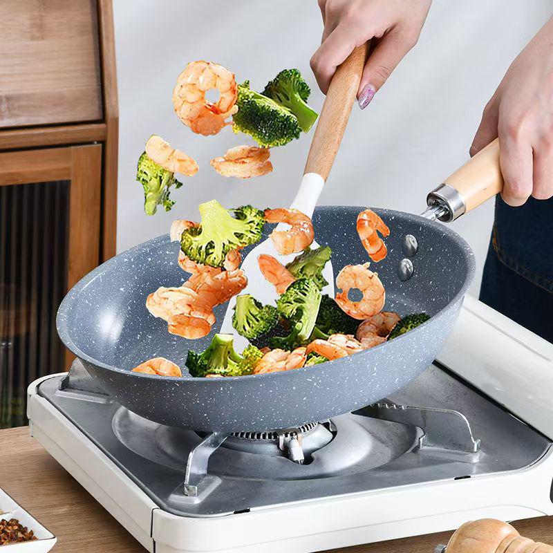 Maifan Stone Non-stick Frying Pan, Japanese Flat Bottom, Smoke-Free for Induction & Gas Stoves