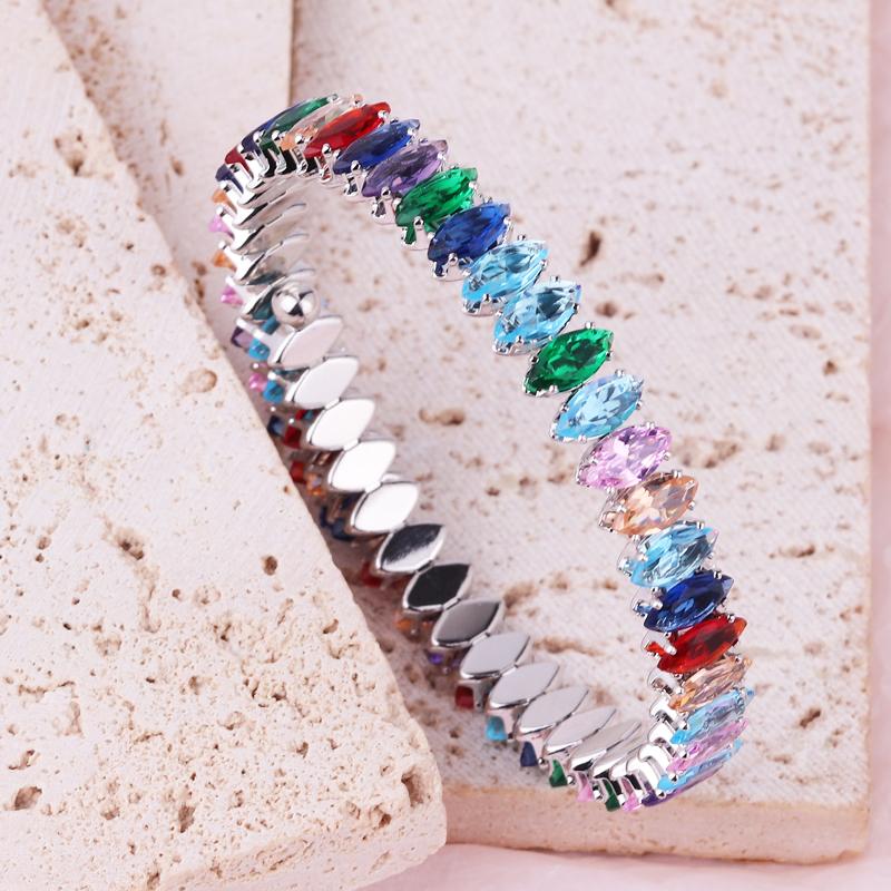 Rainbow CZ Cuff Bracelet For Women Adjust Size Silver Gold Bohemia Summer Beach Hot Jewelry Multicolor Bracelet For Wedding