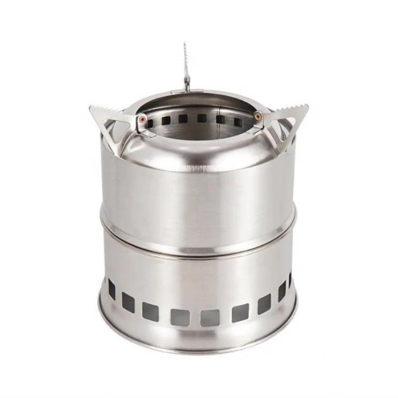 Portable Stainless Steel Folding Camping Stove - Smokeless, Windproof, Compact Outdoor Heater