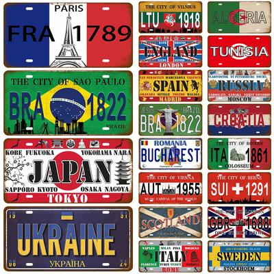 Home France Country Metal Sign Tinplates Plate Plaque Metal Vintage Tin Sign Decor For Man Cave Bar Pub Club Decoration Spain US