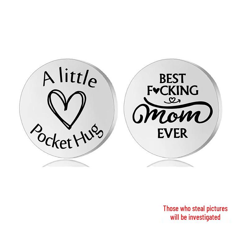 Lucky Charm Motivational Coin: Engravable Stainless Steel Couple & Family Gift Ornament.