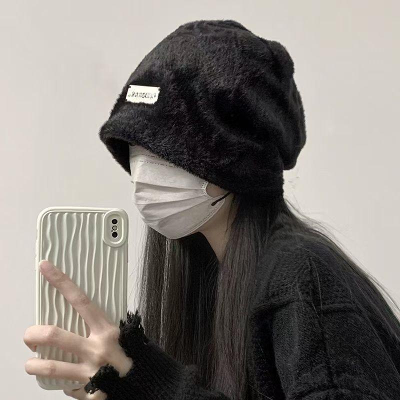 Women'S Slouchy Winter Hat - Plush Face Covering Cold-Proof Large Head Circumference, Fluffy Rabbit Hair Texture, Lightweight Warm Beanie