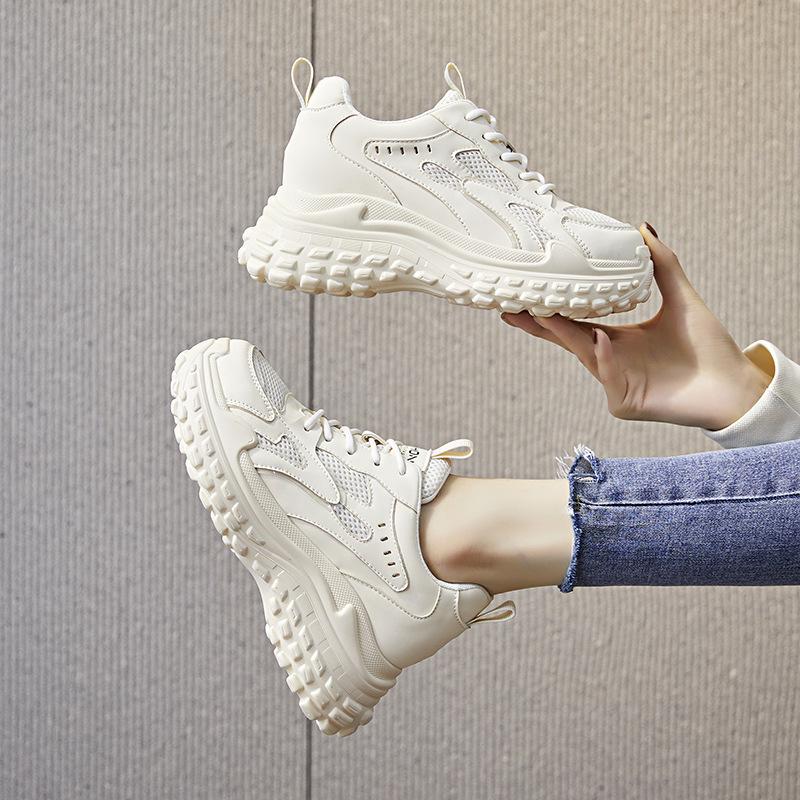 

Inner height increase autumn and winter new breathable dad shoes platform mesh small sports casual shoes A1 34 чёрный