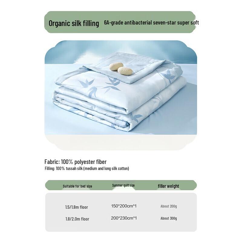 Mercury Home Textile 100% Organic Silk Antibacterial Summer Quilt