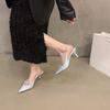 Pointed Toe Heeled Women's Closed Sandals Chic and Elegant Sandal Sales Low Price Designer Original on Offer Korea Ladies Shoes