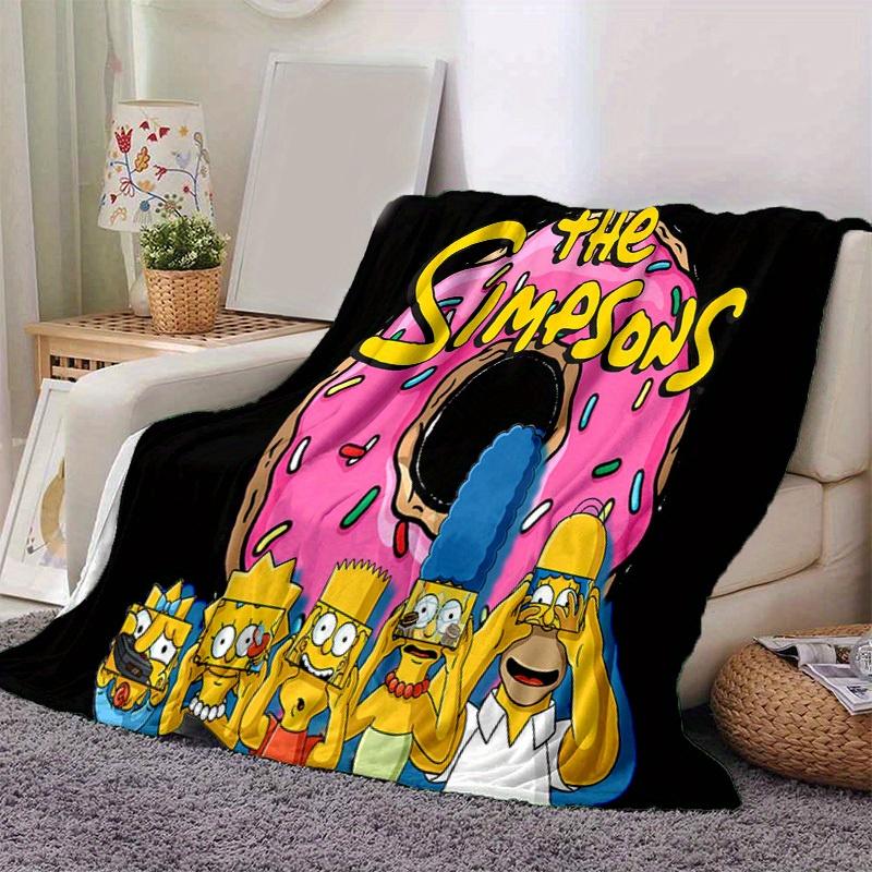 Manta de Dibujos Animados Los Simpsons, Manta Cálida Linda de Felpa Corta, Decoración del Hogar para Sala de Estar Sofá Cuatro Estaciones Viaje