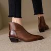 Mote 2024 Nye Høst Dame Støvletter Ekte Skinn Dame Sko Spiss Tå Ankelstøvletter Moderne Dame Sko Chelsea Western Støvletter