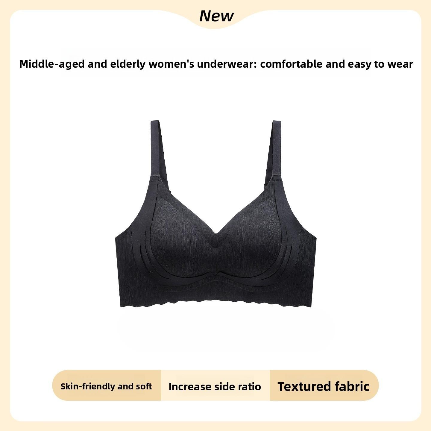 

Women s Spring and Autumn Simple Naked Sense No Underwire Support Anti Sliding Assistant Milk Mother Underwear 40/90BC чорний